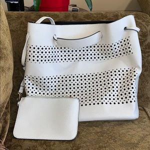 A New Day off white bucket purse with cardholder